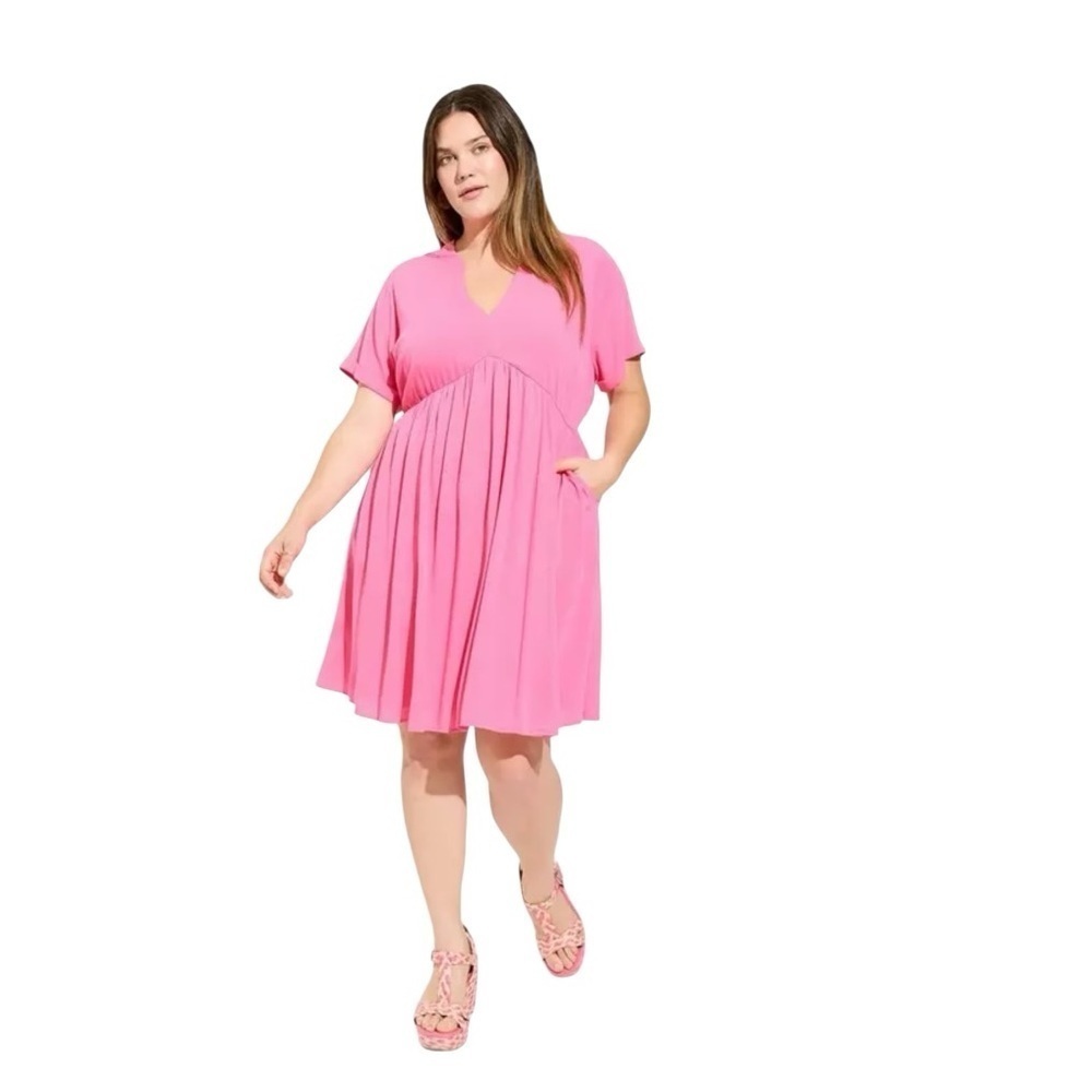 Torrid Pink Mini Washable Gauze Hi Low Waist Tunic Dress V-neck Size 3X NWT